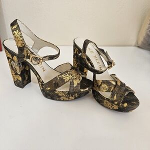 Anne Klein Black and Gold Platform Sandals